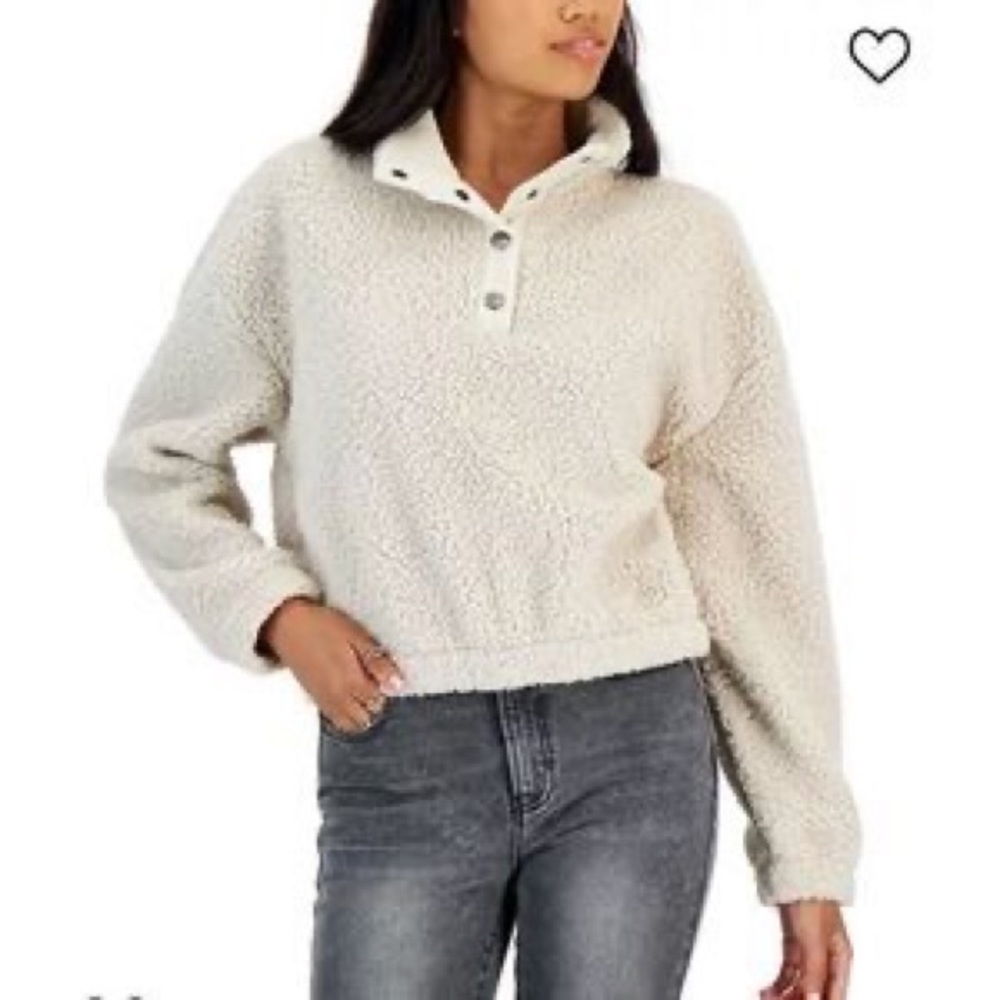 Pacsun white cropped teddy sweater